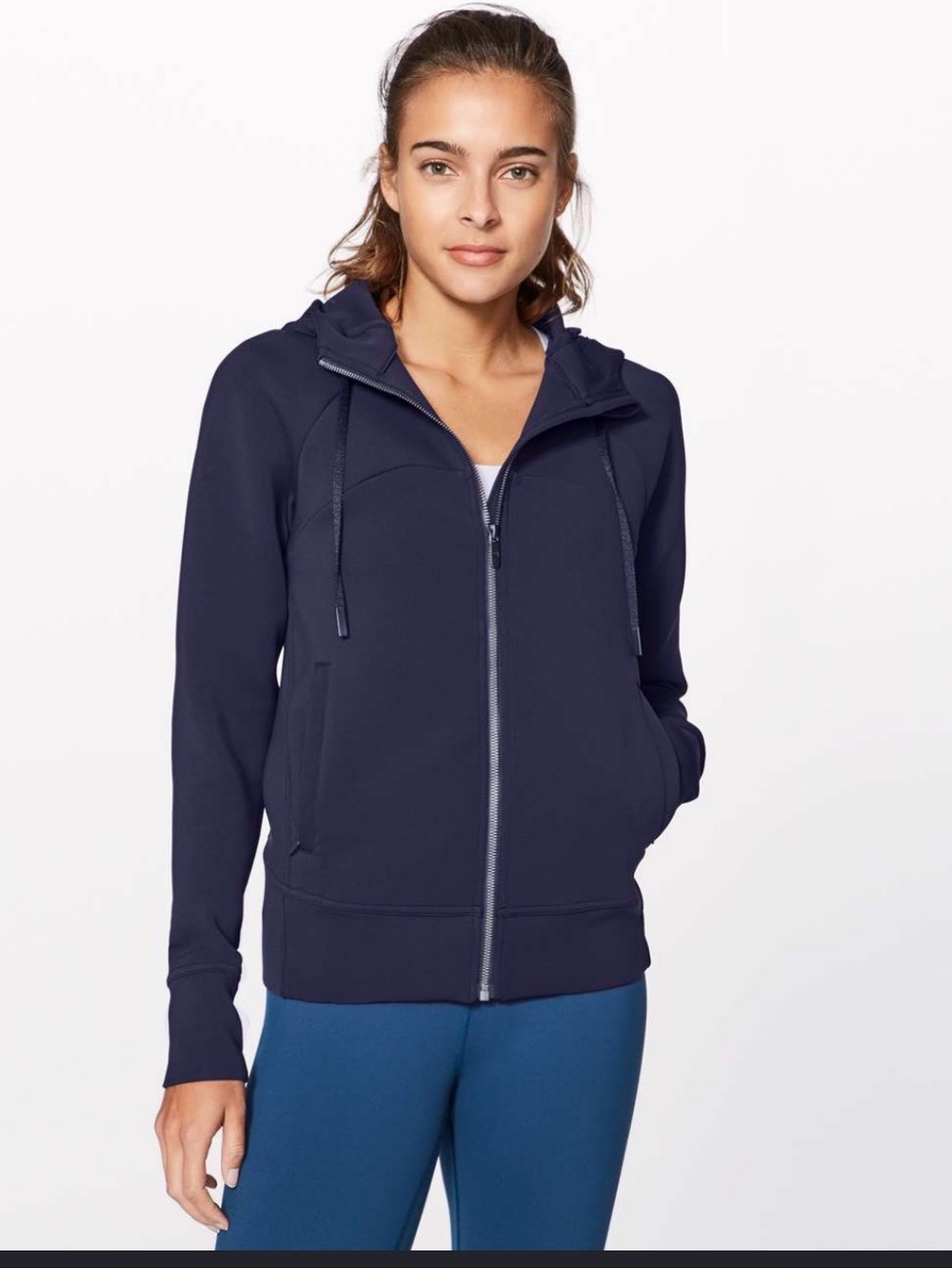 Lululemon Tech Luxe Jacket Sz 6 Midnight Navy zip up hooded